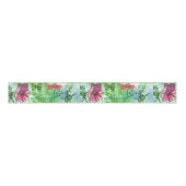 Honingbij Cosmos Waterverf Flowers Green Grosgrain Lint (Voorkant)