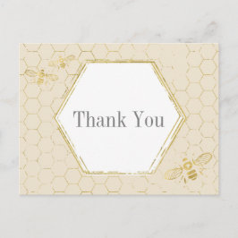 Honingbij Crème Goud Patroon Dank Je Wel Briefkaart