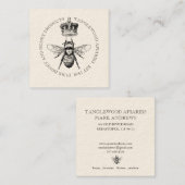 Honingbij Crown Apiary Bijenteelt | Zwart op crème Vierkante Visitekaartje (Voorkant / Achterkant)