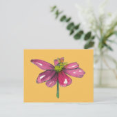 Honingbij Daisy Flower Verbrand Sinaasappel Briefkaart (Staand voorkant)