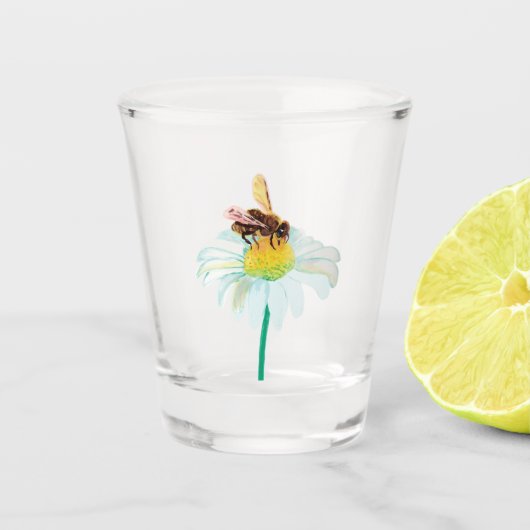 Honingbij Drink Nectar van de bloem Shot Glas (Voorkant)