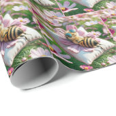 Honingbij dutten op een kussen cadeaupapier (Rol Hoek)