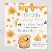 Honingbij Eerste Bij-dag Verjaardagsuitnodiging Kaart (Voorkant / Achterkant)