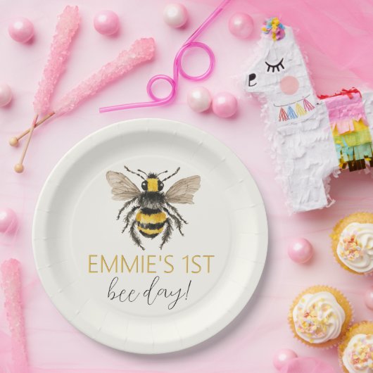 Honingbij eerste verjaardagspapier Borden Papieren Bordje (Feest)
