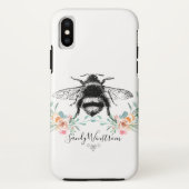 Honingbij en bloemen aangepaste naam Case-Mate iPhone case (Achterkant)