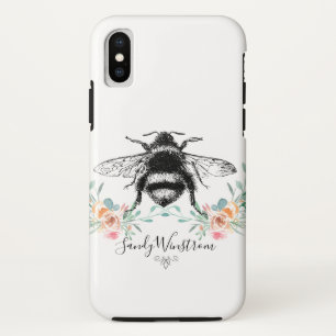 Honingbij en bloemen aangepaste naam Case-Mate iPhone case