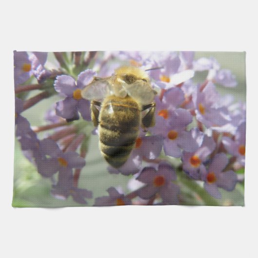 Honingbij en Buddleia Bloemen Keukenhanddoek (Horizontaal)