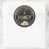 Honingbij en Daisy Gold Dripping Honing op Zwart Ronde Sticker (Tas)
