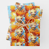 Honingbij en Honingraat Baby shower Inpakpapier Vel (In situ)