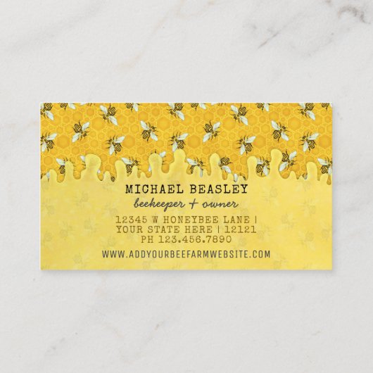 Honingbij en Honingraat Bijenhouder Apiary Bee Boe Visitekaartje (Achterkant)