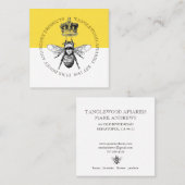 Honingbij en kroon goud en wit vierkante visitekaartje (Voorkant / Achterkant)