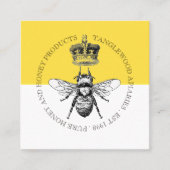 Honingbij en kroon goud en wit vierkante visitekaartje (Voorkant)