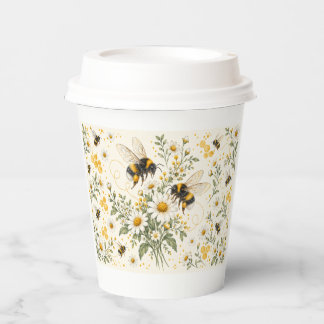 Honingbij en Madeliefje Waterverf Papier Koffiebek Papieren Bekers