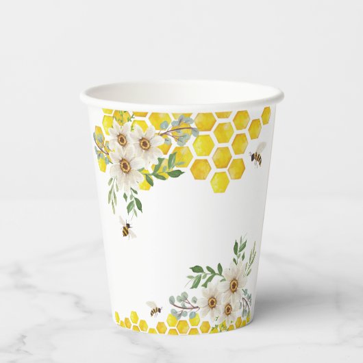 Honingbij en madeliefjes Sweet as Can Bee Baby sho Papieren Bekers (Achterkant)