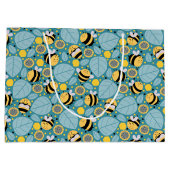 Honingbij en zonnebloemen groot cadeauzakje (Achterkant)