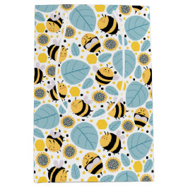 Honingbij en zonnebloemen medium cadeauzakje