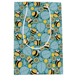 Honingbij en zonnebloemen medium cadeauzakje