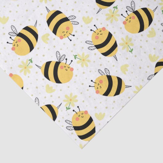 Honingbij en zonnebloemen tissuepapier (Detail)