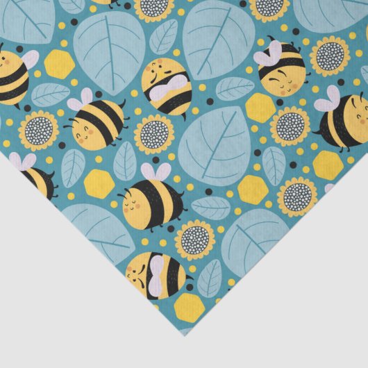 Honingbij en zonnebloemen tissuepapier (Detail)