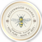 Honingbij Geel Bijenhouder Bijenstal Gouden Rand Sticker (Voorkant)