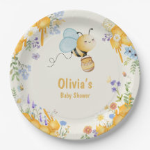 honingbij geel blauw bloemig baby shower