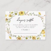 Honingbij Gele Waterverf Bloemen Luier Raffle Informatiekaartje (Voorkant)