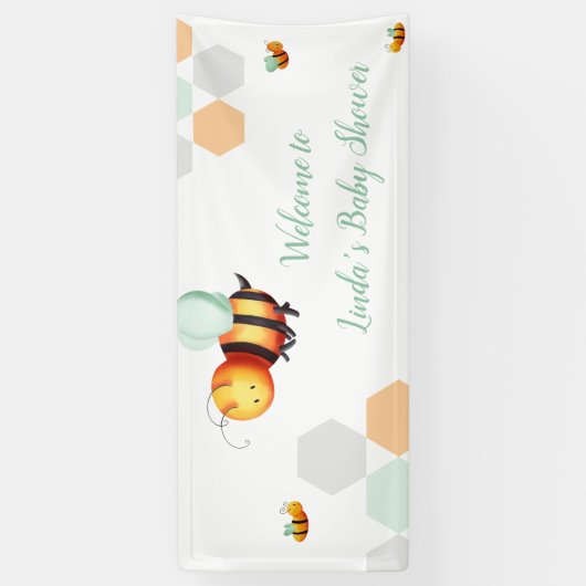Honingbij genderneutraal Baby shower Spandoek (Verticaal)