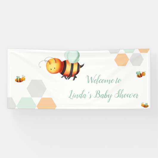 Honingbij genderneutraal Baby shower Spandoek (Horizontaal)