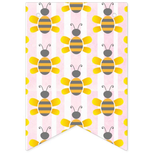 Honingbij hommel honingraat roze meisje Baby showe Vlaggetjes (Eerste vlag)