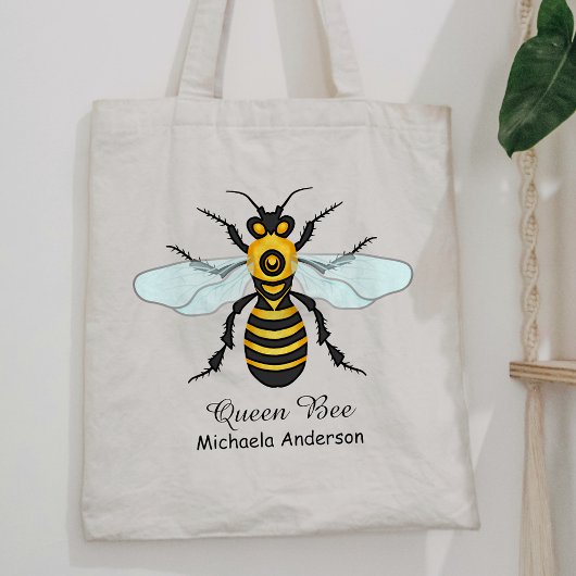 Honingbij hommel koningin bij  | Aangepaste naam Tote Bag