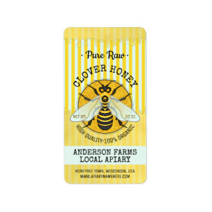 Honingbij Honey Jar Apiary Bee Labels   Gestreept