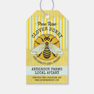 Honingbij Honing Apiary Bee Jar Labels   Gestreept Cadeaulabel