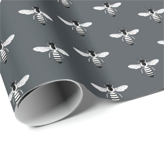 Honingbij Honing Bij Patroon Imkerij Off-black Cadeaupapier (Rol Hoek)