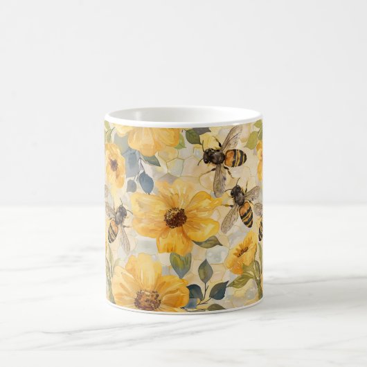 Honingbij Honingraat Bloemen Bloemen Patroon Koffiemok (Center)