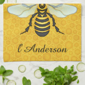 Honingbij Honingraat Franse bijen Elegante aangepa Theedoek (Gevouwen)