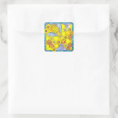 Honingbij Honingraat Grid Yellow Waterverf Flowers Vierkante Sticker (Tas)