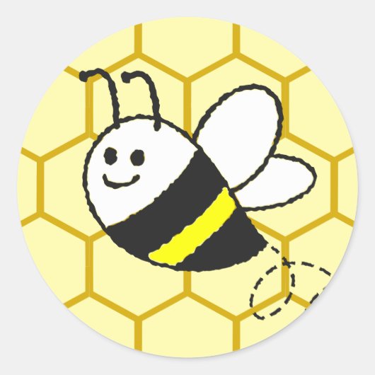 Honingbij Honingraat Tekening Ronde Sticker (Voorkant)