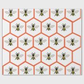 Honingbij Honingraat Verjaardag Baby shower Cadeaupapier (Vlak)