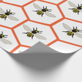 Honingbij Honingraat Verjaardag Baby shower Cadeaupapier (Hoek)