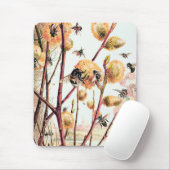 Honingbij  illustratie blauwgroen roze geel muismat (Met muis)