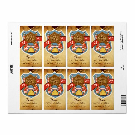 HONINGBIJ, IMKER BRUINE WAS SEAL CREST MONOGRAM ETIKET (Full Sheet)