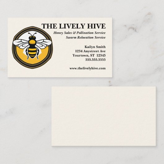 Honingbij in de honingbijenteelt Honingverkoop Visitekaartje (Voorkant / Achterkant)