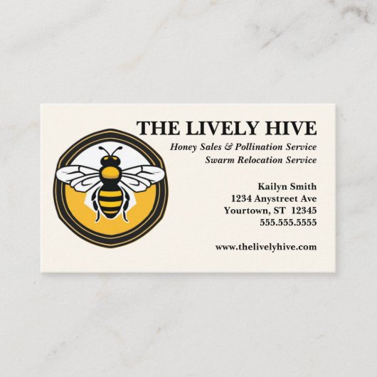 Honingbij in de honingbijenteelt Honingverkoop Visitekaartje (Voorkant)
