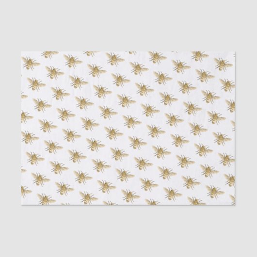 Honingbij in het vluchtpatroon op wit tissuepapier (Voorkant)