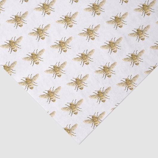 Honingbij in het vluchtpatroon op wit tissuepapier (Detail)