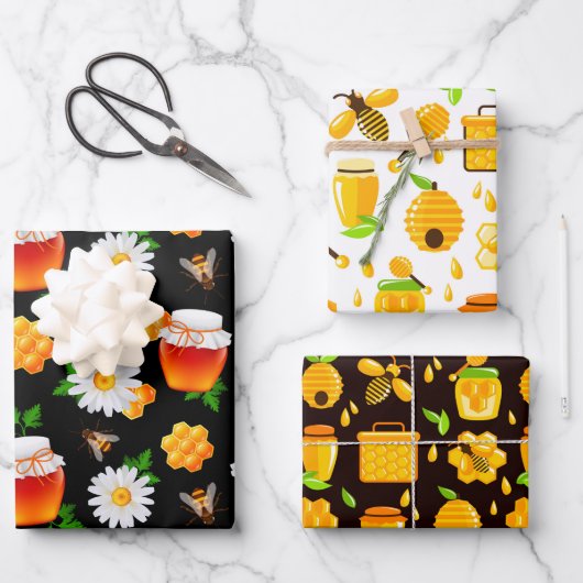 Honingbij Inpakpapier Set van 3 Vel (Voorkant)