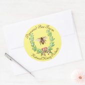 HONINGBIJ, KRANS MET EIKENBLADEREN RONDE STICKER (Envelop)