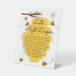 Honingbij Late Night Luiers Baby Shower Tafel Reclamebord Met Voetstuk