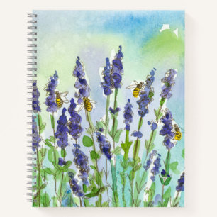 Honingbij Lavendelbloemen Waterverf Notitieboek