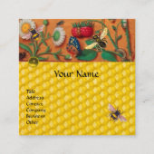 HONINGBIJ LENTE BLOEMEN, AARDBEIEN BEEKEPER VIERKANTE VISITEKAARTJE (Voorkant)